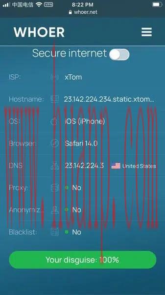 Whoer.net 手机伪装程度